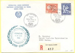 SVIZZERA - SUISSE - HELVETIA - 1969 - 30 + 50 Bureau International Du Travail - Visite Du Pape Paul VI - 53ème Session C - OIT