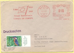 SVIZZERA - SUISSE - HELVETIA - 1966 - 010 Ema, Red Cancel + 10 ProNatura - 15ème Anniversaire Conseil De L'Europe - Viag - Máquinas De Franquear