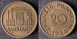 SARRE  20 Franken Ou Franc Sarrois 1954   SARRELAND Protectorat / Zone D'occupation Française En Allemagne   Port Offert - 20 Franchi