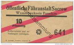 Deutschland - Öffentliche Fähranstalt Sacrow - Wasserbaukreis Potsdam - Ticket Fahrschein 10Pfennig - Europe