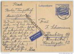 Postkarte Berlin P 16 A Luftpost - Am 30.12.1954 Von Berlin Nach Hamburg Gelaufen - Cartes Postales - Neuves