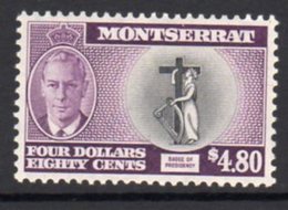 Montserrat GVI 1951 Definitives $4.80 Badge Of Presidency, Lightly Hinged Mint, SG 135 - Montserrat