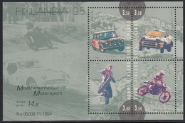 Finland 1995 - Motoring, Motor Sport: Rally, Trial, Motocross - Miniature Sheet Mi Block 16 (1297-1300) ** MNH - Hojas Bloque