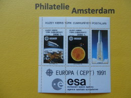 Turkish Cyprus 1991, EUROPA CEPT / SPACE ESA SPACESHUTTLE: Mi 303-04, Bl. 9, ** - 1991