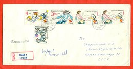 Czechoslovakia 1988. Football. Complete Series.Registered Envelope Really Past The Mail. - Briefe U. Dokumente