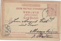 TURQUIE - 1893 - CARTE ENTIER => MANNHEIM (ALLEMAGNE) - Lettres & Documents