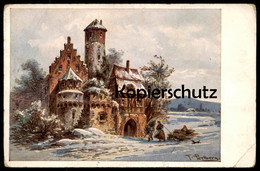 ALTE POSTKARTE FRIEDRICH PERLBERG SERIEN No. 5 No. 3453 HAUS BURG FRAU WINTER SCHLITTEN Luge Sleigh Hund Ansichtskarte - Perlberg, F.