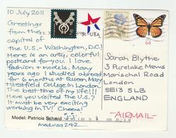 2011 USA COVER Stamps BUTTERFLY FLOWER NAVAJO JEWELRY To GB (postcard Model Patricia Schmid) Butterflies Insect Insects - Briefe U. Dokumente