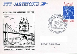 Entier Postal De 1986 Sur CP Avec Timbre "2,50 Statue De La Liberté" Et Repiquage Commémoratif - Bijgewerkte Postkaarten  (voor 1995)