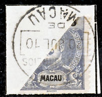 !										■■■■■ds■■ Macao 1903 AF#130ø King Carlos, Mouchon 3 Avos Bisected CV 80,00 Euros (x10026) - Oblitérés