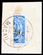 !										■■■■■ds■■ Macao 1903 AF#133ø King Carlos Mouchon 6 Bisected CV 100 Euros (x12010) - Oblitérés