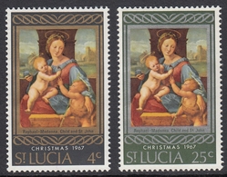 St. Lucia 1967 - Christmas: Raphael - Madonna, Child And St. John - Mi 219-220 ** MNH - Ste Lucie (...-1978)