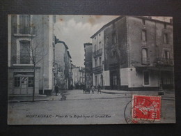 34 - Montagnac - CPA -  Place De La République Et Grand Rue - 1912 - A.B.E - Peu Commune - - Montagnac