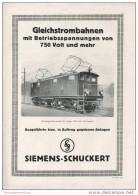 Gleichstrombahnen Mit Betriebsspannungen Von 750 Volt Und Mehr - Siemens-Schuckert 20er Jahre - DIN-A4 Doppelblatt Mit 4 - Verkehr