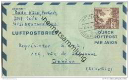 60 Pfg. Havellandschaft Mit Flugzeug - Luftpostleichtbrief Berlin - Gelaufen 17-04-1952 Nach Genf - Postales - Usados