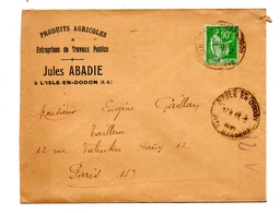 Lettre L'Isle En Godon  Travaux Publics Abadie - Briefe U. Dokumente