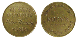 00195 GETTONE JETON TOKEN VENDIGN MACHINE BINGO BRADFORD PETER HEMING YORKS - Otros & Sin Clasificación