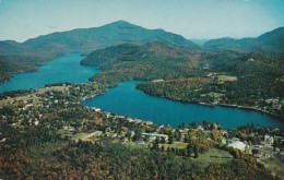 New York Adirondacks Aerial View Of Mirror Lake And Lake Placed Village 1961 - Adirondack