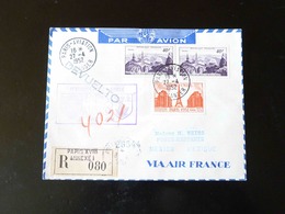 LETTRE RECOMMANDE   1 ER SERVICE AERIEN DIRECT PARIS - MEXICO - 1927-1959 Covers & Documents