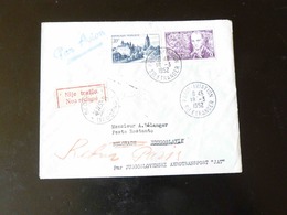 RECOMMANDE PAR AVION  POUR BELGRADE - 1927-1959 Lettres & Documents