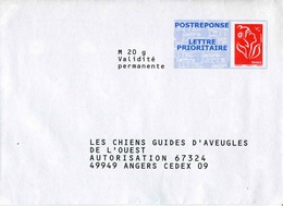 POSTREPONSE/ LETTRE PRIO "Les Chiens Guides D'Aveugles" Avec Timbre "Marianne De Lamouche / Phil@poste" - Prêts-à-poster: Réponse /Lamouche