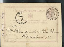 Carte N° 6  Obl. Liège (Guillemins)  18/09/1878 - Cartes Postales [1871-09]