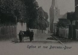 Dour Eglise Et Rue Du Berceau Avec Attelage - Dour