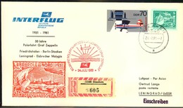 1981, Interflug Schönefeld-Leningrad, R-Zettel "1544 Staaken", 50 Jahre Polarfahrt - Sonstige & Ohne Zuordnung