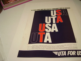 ANCIENNE PUBLICITE   UTA AUX USA  1986 - Publicités