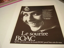 ANCIENNE PUBLICITE LE SOURIRE  BOAC 1969 - Pubblicità