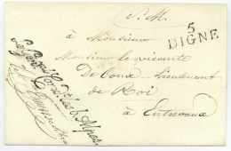 Franchise 1817 Digne General Commandant Les Basses Alpes Entrevaux ESPERT DE SIBRA (1771-1835) - Army Postmarks (before 1900)