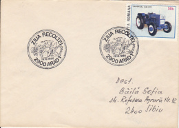 72026- VEGETABLES, FRUITS, MUSHROOMS, HARVEST DAY, AGRICULTURE, SPECIAL POSTMARK ON COVER, TRACTOR STAMP, 1986, ROMANIA - Agriculture