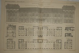 Plan D'un Groupe Scolaire à Saint-Cloud Dans La Seine. M. Piat, Architecte. 1909 - Travaux Publics