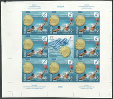 Yugoslavia Serbia 2006 EUROPEAN WATER POLO IMPERFORATED IMPERFORATE SET SHEET, Ungezähnt Probedruck Prova Non Dentellato - Water-Polo