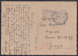 Fiume, Picture Postcard, Militar Mail, Stampless, August 1945 - Jugoslawische Bes.: Fiume