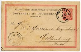 Germany 1880 10pf Postal Card, Mainz To Gothenburg, Sweden - Briefkaarten