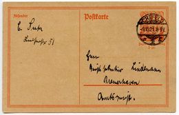 Germany 1921 40pf Postal Card, Crefeld To Bremerhaven - Postcards