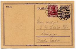 Germany 1922 Uprated Postal Card, Cassel To Göttingen - Cartoline