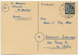 Germany 1946 12pf Postal Card, Ihlienworth To Wesermünde - Postal  Stationery
