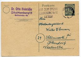 Germany 1947 12pf Postal Card Hamburg Slogan Postmark - Ganzsachen