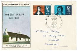 RB 1204 - 1966 GB FDC - Burns First Day Cover - Special Glasgow Postmark - 1952-1971 Pre-Decimale Uitgaves