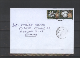 ROMANIA Postal History Stamped Stationery Brief Envelope RO 088 Flora Flowers Old Clock - Lettres & Documents