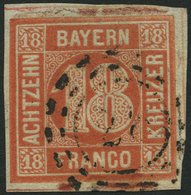 BAYERN 13b O, 1866, 18 Kr. Blassrot, Etwas Bayernbrüchig, Feinst, Mi. 600.- - Sonstige & Ohne Zuordnung