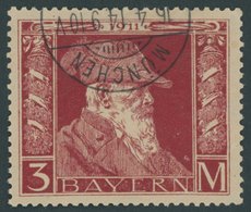 BAYERN 88II O, 1911, 3 M. Luitpold, Type II, Pracht, Mi. 80.- - Autres & Non Classés