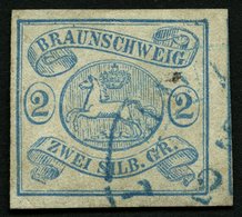 BRAUNSCHWEIG 2 O, 1852, 2 Sgr. Lebhaftpreußischblau, Pracht, Mi. 350.- - Brunswick