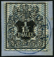 HANNOVER 11 BrfStk, 1856, 1/15 Th. Schwarz/grauultramarin NORDEN, Prachtbriefstück, Mi. (100.-) - Hannover