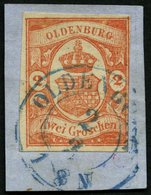 OLDENBURG 13 BrfStk, 1861, 2 Gr. Schwärzlichrotorange, Rechts Teils Berührt Und Waagerechter Bruch Sonst Dekoratives Pra - Oldenbourg