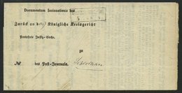 PREUSSEN GRUENCHOTZEN, R2 Auf Postbehändigungsschein (1865), Innen Mit Krone-Posthornstempel, Pracht - Altri & Non Classificati