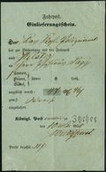 SCHLESWIG-HOLSTEIN ITZEHOE, Ortsdruck Auf Hellblauem Fahrpost Einlieferungsschein (1855), Zur Versendung Nach Wilster, P - Schleswig-Holstein