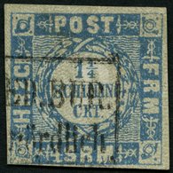 SCHLESWIG-HOLSTEIN 6 O, 1864, 11/4 S. Grauultramarin, K1 HOLST.EB.P.SP.B. Nördlich, Unten Links Knapp Sonst Vollrandig P - Schleswig-Holstein